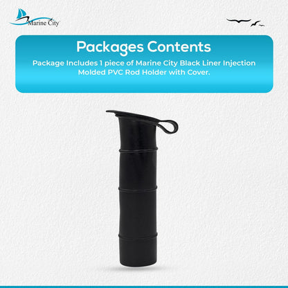 Marine City Black PVC Rod Holder with Cover – 6-7/8” Injection Molded Rod Holder MARINE CITY