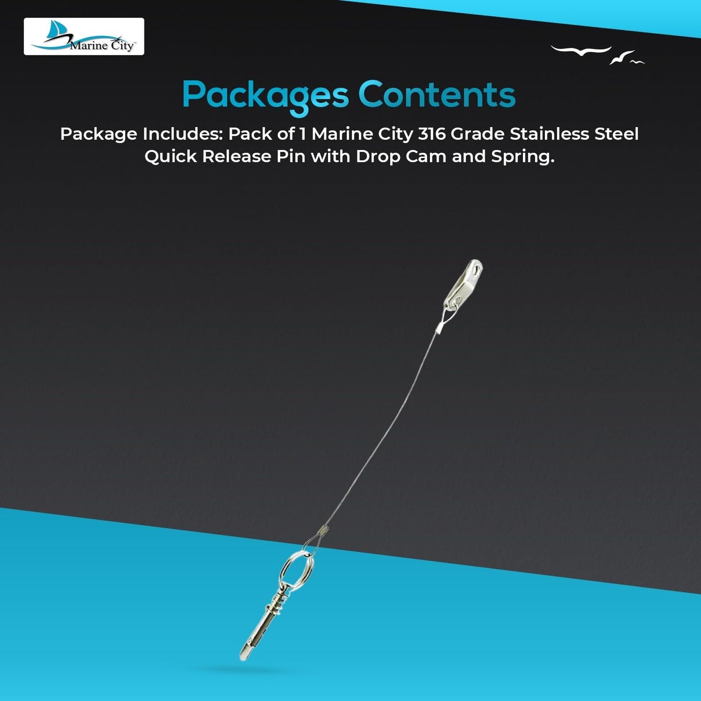 Marine City 316 Stainless Steel Quick Release Pin with Drop Cam & Spring Marine City Hardware