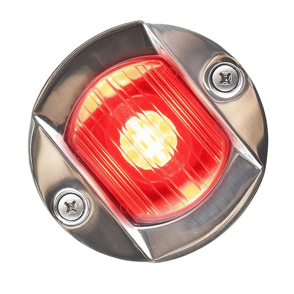 Marine City Flush Mount Red LED Caution Light 3" – 12V 18W, 304 Stainless Steel