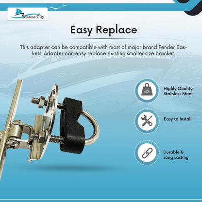 Marine City Boat Fender Holder Bracket Adapters – Stainless Steel (Pack of 2) MARINE CITY