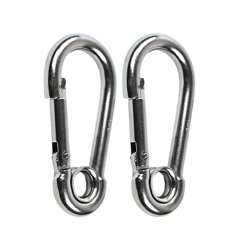 Marine City 316 mosquetones de acero inoxidable de 2 pulgadas/gancho de presión con anillo para escalada, pesca, senderismo (1 unidad) 