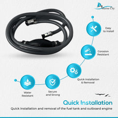 Marine City Boat Conjunto de línea de combustible resistente, línea/manguera de combustible fueraborda marina de nailon de 8.8 pies, diámetro interior de 3/8 pulgadas, diámetro exterior de 5/8 pulgadas para motor fueraborda