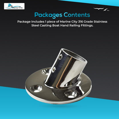 Marine City 316 Stainless Steel Boat Hand Railing Fittings – 1” Round Base Marine City