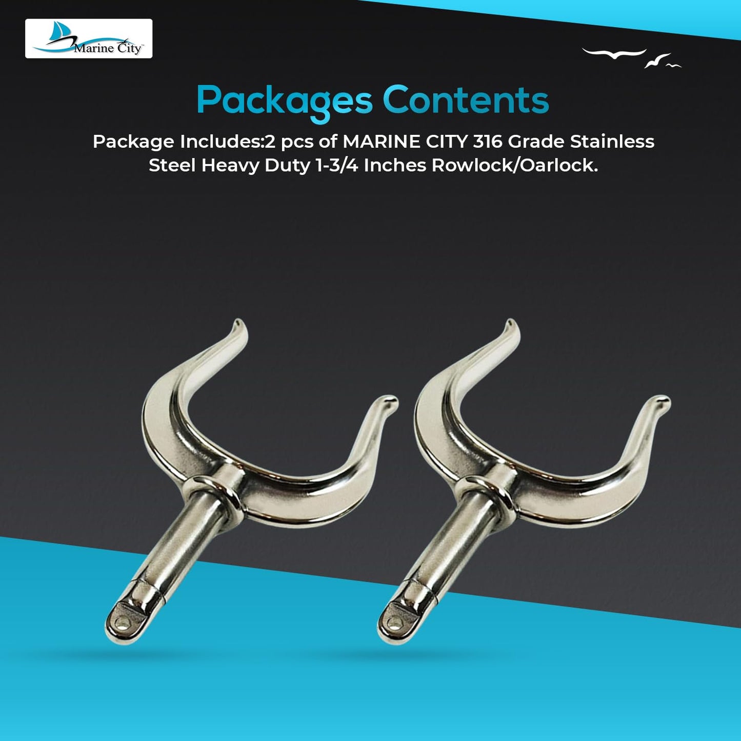 Marine City Boat Accessories Shaft Rowlock Oarlock Socket Boat Oarlock Mounts (Pack of 2) Marine City