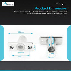 Marine City 316 Acero inoxidable 1/2 pulgadas vástago montaje superior Rowlock/Oarlock Socket (2 por paquete) 