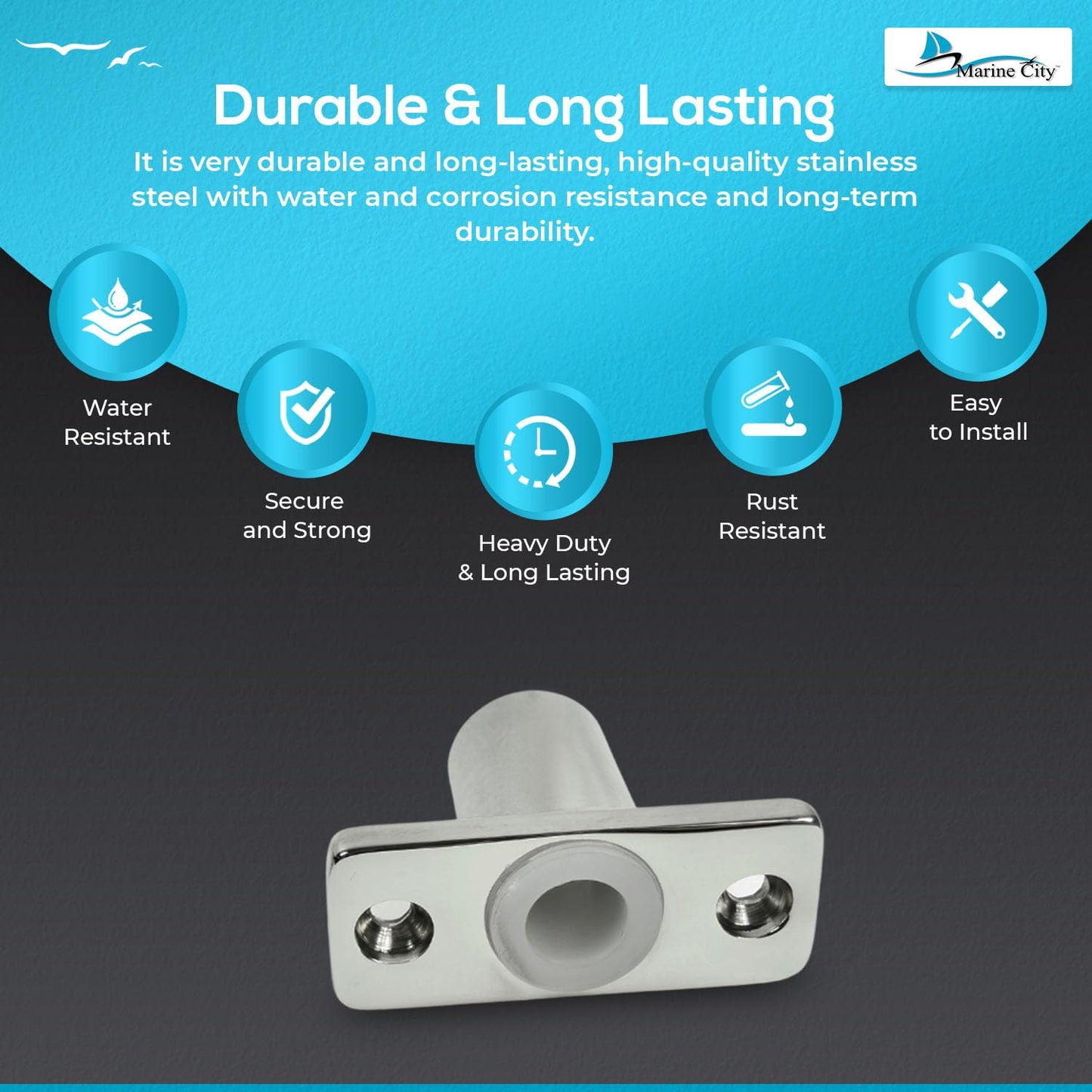 Marine City Boat Accessories Oarlock Sockets Boat Oarlock Mounts (Pack of 2) Marine City Hardware