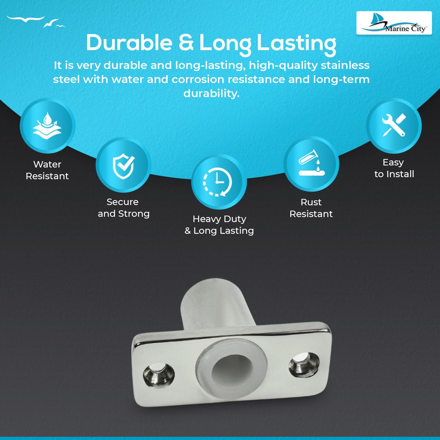 Marine City Boat Accessories Oarlock Sockets Boat Oarlock Mounts (Pack of 2) Marine City Hardware