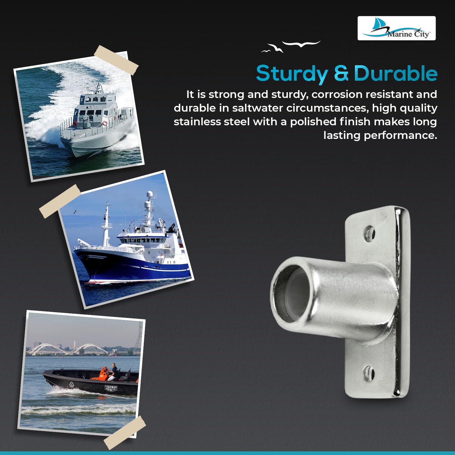 Marine City Boat Accessories Oarlock Sockets Boat Oarlock Mounts (Pack of 2) Marine City Hardware