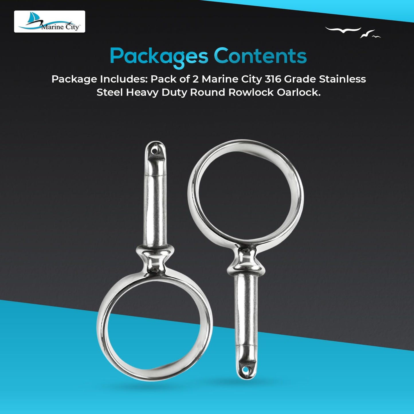 Marine City Boat Accessories Round Rowlock Oarlock Socket Boat Oarlock Mounts (2 Pcs) Marine City Hardware