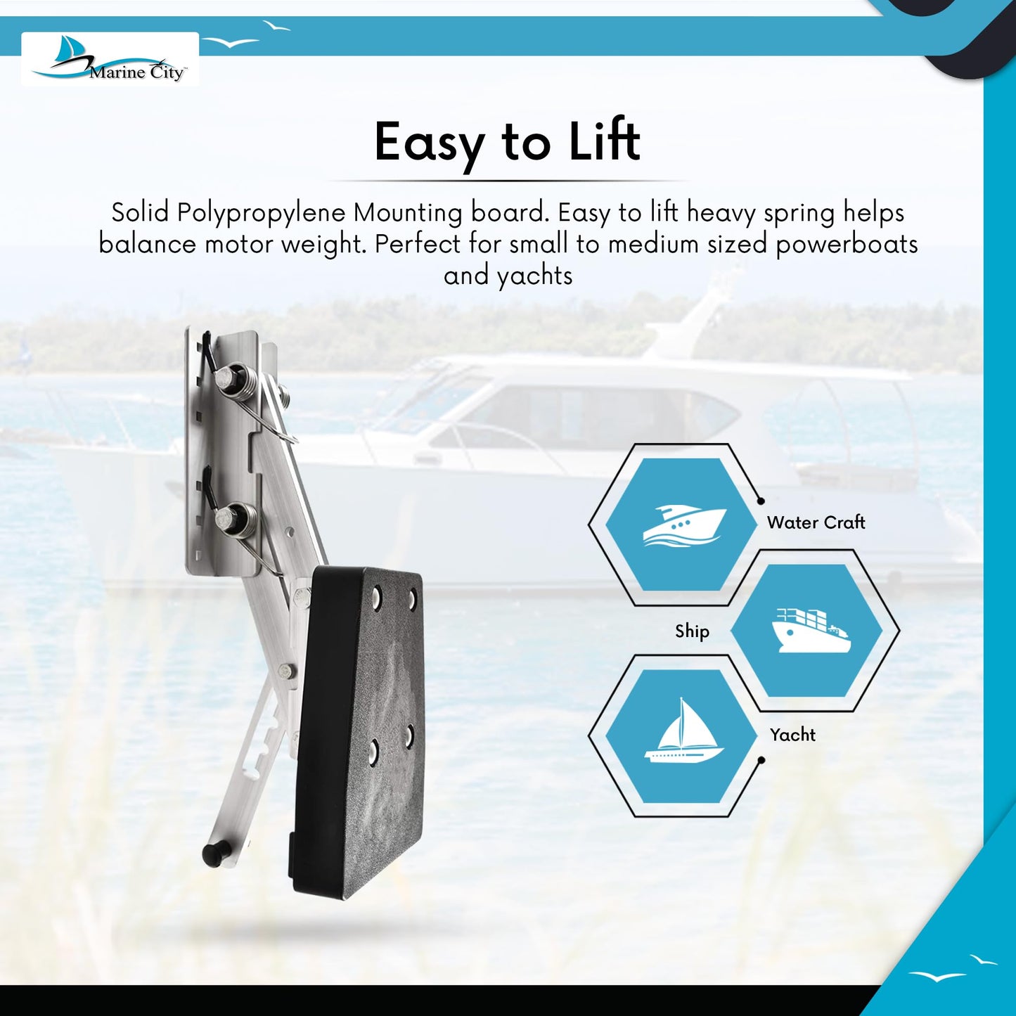 Marine City Boat Accessories Kicker Motor Mount Outboard Motor Bracket