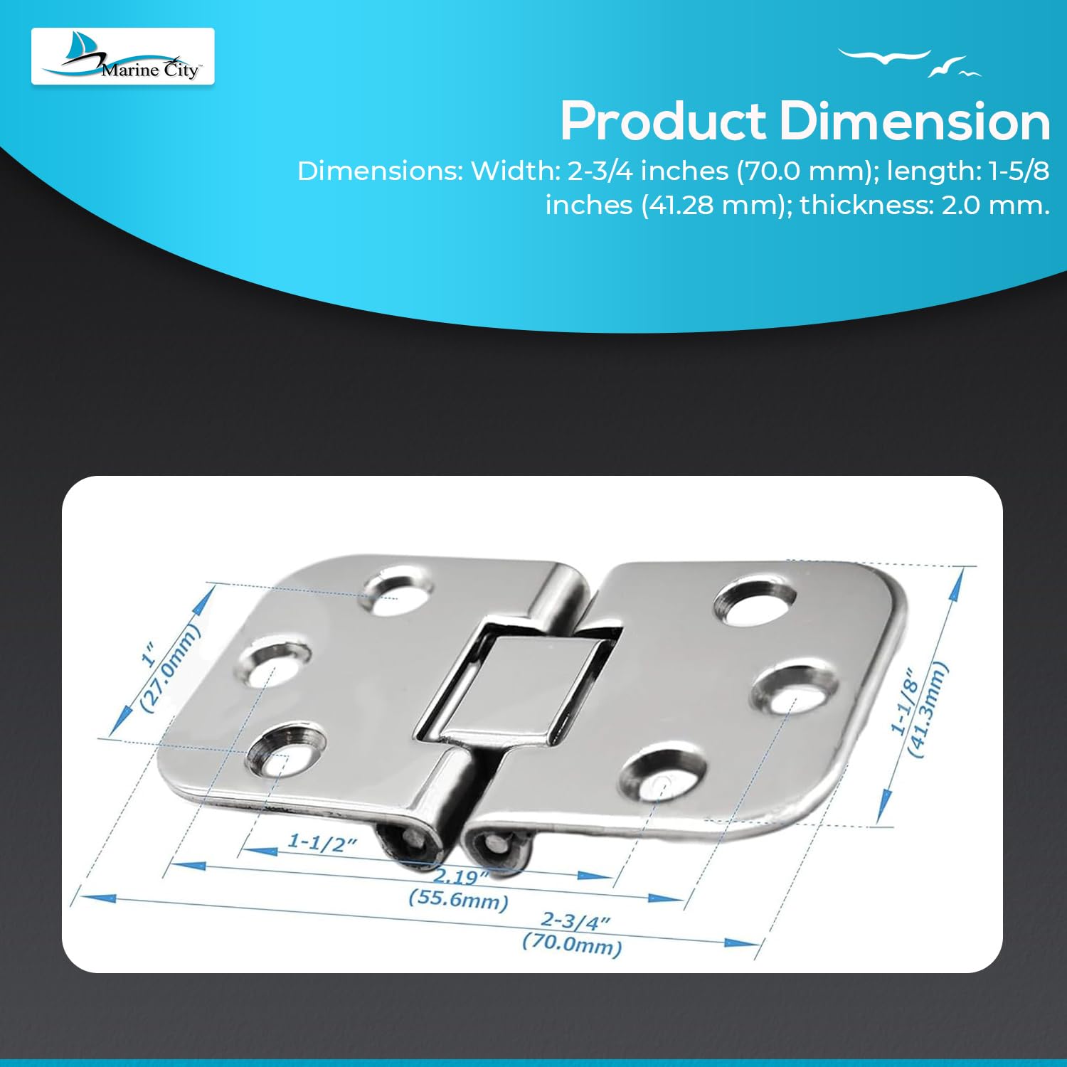 Marine City Boat Accessories Cabinet Hinges Door Hinges (2 Pcs) Marine City