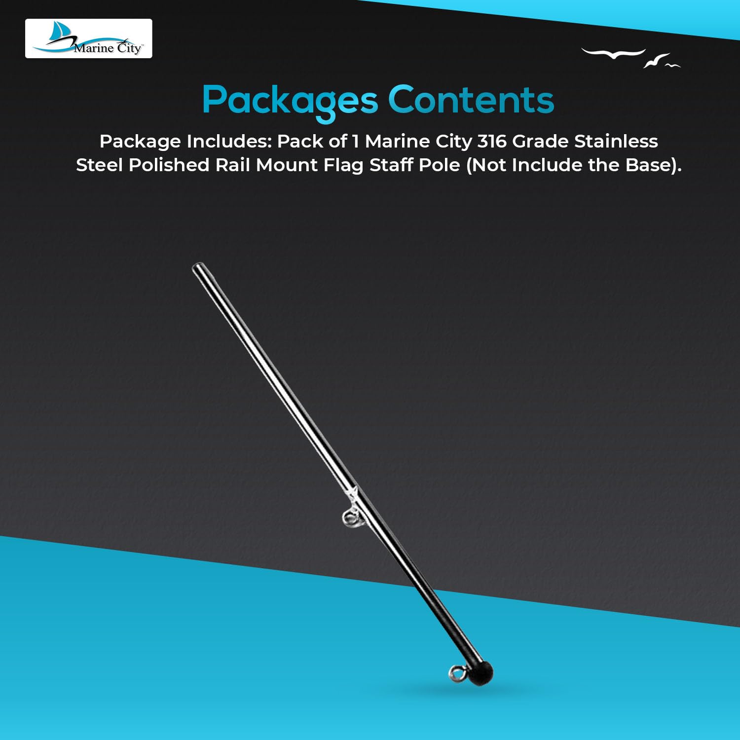 Marine City Boat Accessories Rail Mount Flag Pole Holder West Marine Flag Pole MARINE CITY
