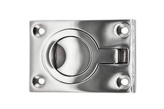 Marine City 316 Stainless Steel Small Ring Pull Lift Handle with Rectangular Plate- 4 Point Fixing