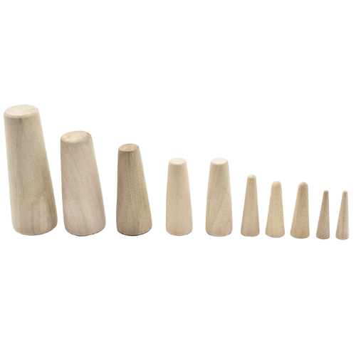Tapered Conical Soft Wood Plugs- Set of 10, 7 Different Sizes