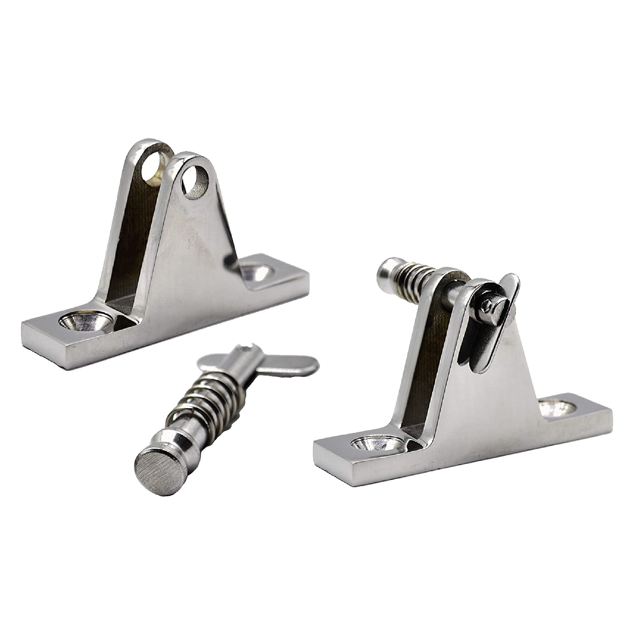 Marine City 316 Stainless Steel Bimini Top Deck Hinges 90 degree with Quick Release Pin Boat Top Fittings Flat Base Hardware(2pcs)