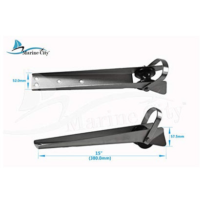 Marine City Stainless Steel Anchor Roller Bracket 15-1/4” Bow Mount with Rubber Roller