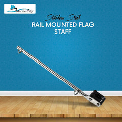Marine City 316 Stainless Steel Rail Mounted Flag Staff for Boat Yacht,Cooperate with 7/8 Inches to 1 Inches Tube Boat