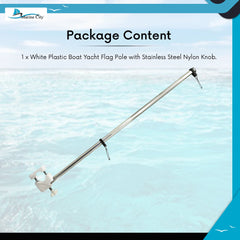 Marine City White Plastic Flag Pole Base for Boat Yacht, Cooperate with 7/8 inches to 1 inches Round Tube & Square Tube