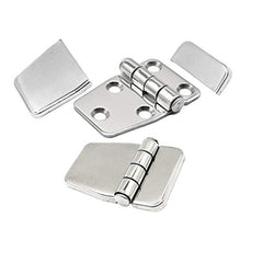 Marine City Pair of 316 Stainless Steel Marine Grade 5 Point Fixing Short Sided Strap Hinges with Cover Caps (Size:2.2” ×1-1/2”)