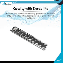 Marine City Stainless Steel 10 Slots Louvered Vent –20-13/16” × 4-7/16” × 1-1/2”
