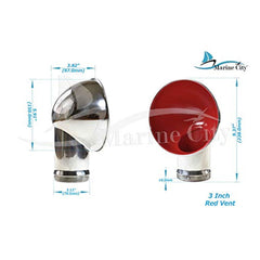 Marine City Round Red Stainless-Steel Cowl Vent