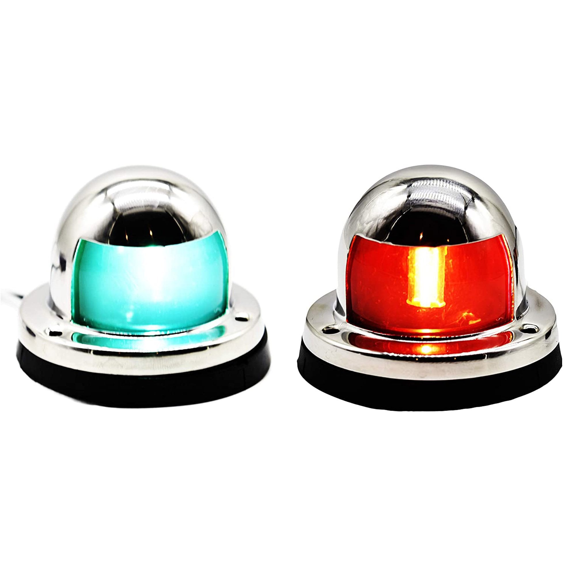 Marine City Stainless Steel Red and Green Side Bow Lights for Boats 1 Mile (a Pair)