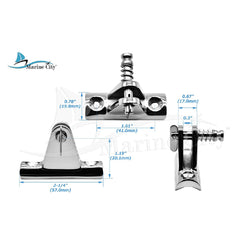 Marine City316 Stainless-Steel Bimini Top Deck Hinge with Removable Pin (2 Pcs)