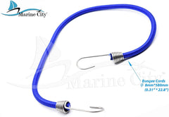 Marine City Blue Bungee Cord with Stainless-Steel Hook-20” for Boat