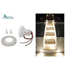 Marine City 1-1/2” Round Snap-in Flush Courtesy Waterproof LED Light White Color PC Courtesy Light for Boat Yacht Marine Accessories