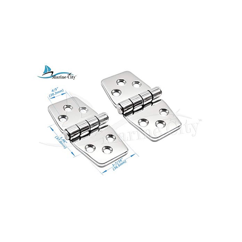Marine City A Pair of 304 Stainless Steel Marine Grade Mirror Polished Door Hinge for Boat, RVs (Size: 3" x 1.47")