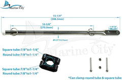 Marine City 304 Stainless Steel Flag Pole for Boat Yacht, and 12 Inches X 18 Inches US Flag(Can clamp 7/8