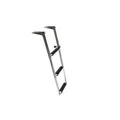 Marine City Stainless Steel 3-Step Ladder with Slide Gudgeon for Boat, Yacht