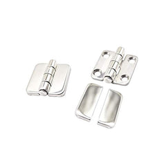 Marine City A Pair of 316 Stainless Steel Marine Grade Fixing Covered Strap Hinges with Cover Caps (Size:1-2/5” ×1-1/2”)