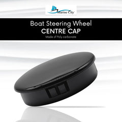 Marine City Black 2-1/2 Inches PC Construction High Strength Fatigue Resistant Easy Install Gloss Finish Boat Steering Wheel Centre Cap for Marine Boats
