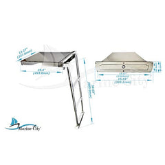 Marine City Grade 316 Stainless Steel Concealed Box Flush Mount Yacht Telescopic 3-Step Ladder