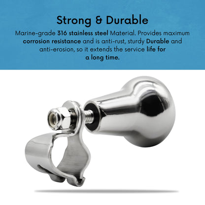 Marine City 316 Stainless Steel Mirror Polished Sport Boat Sturdy Steering Wheel Spinning Knob with Cap for Boat RV Yachts