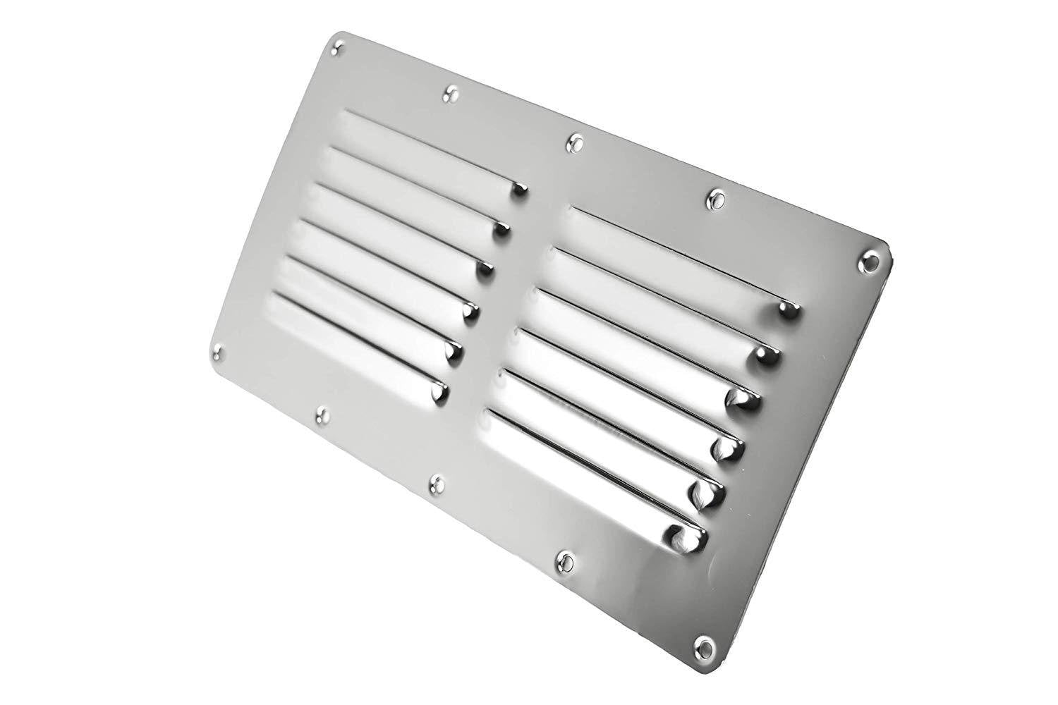 Marine City Stainless-Steel 9-1/8” × 5” Rectangle Stamped Louvered Vent (1pcs)