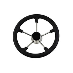 Marine City 13-1/2 inches Boat Stainless Steel Steering Wheel with Black Foam Grip (Diameter: 13-1/2 inches)
