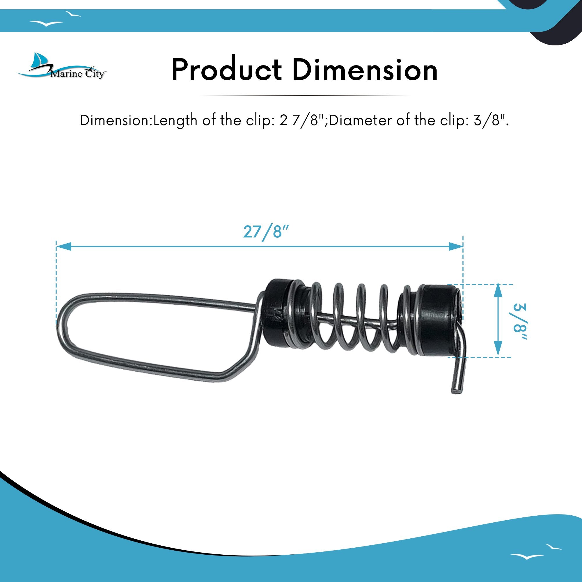 Marine City Stainless Steel Deluxe Antenna Flag Clips (2 Pcs) Marine