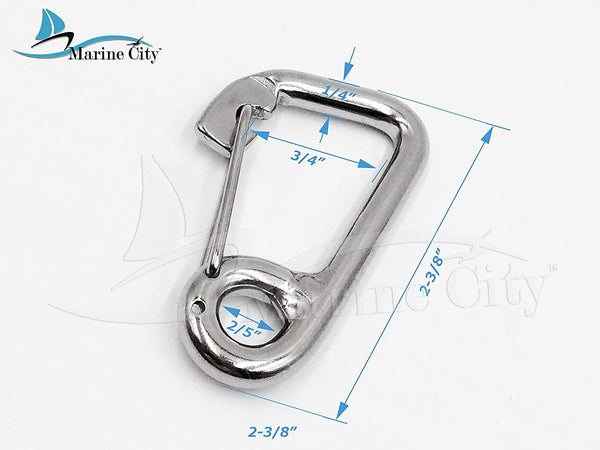 Marine City 316 Marine Grade Stainless Steel Carabiner Spring Snap Hook Boat (C:2-3/8 inches)