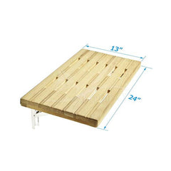 Marine City Teak Wall Mount Fold Down Bench with Slots for Boat, Shower Room, Steam, Sauna Room (24 inches × 13 inches)
