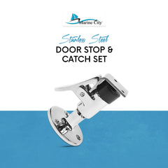 Marine City 316 Stainless Steel Door Stop and Catch Set- L: 2.5 inches, Base: 2 inches