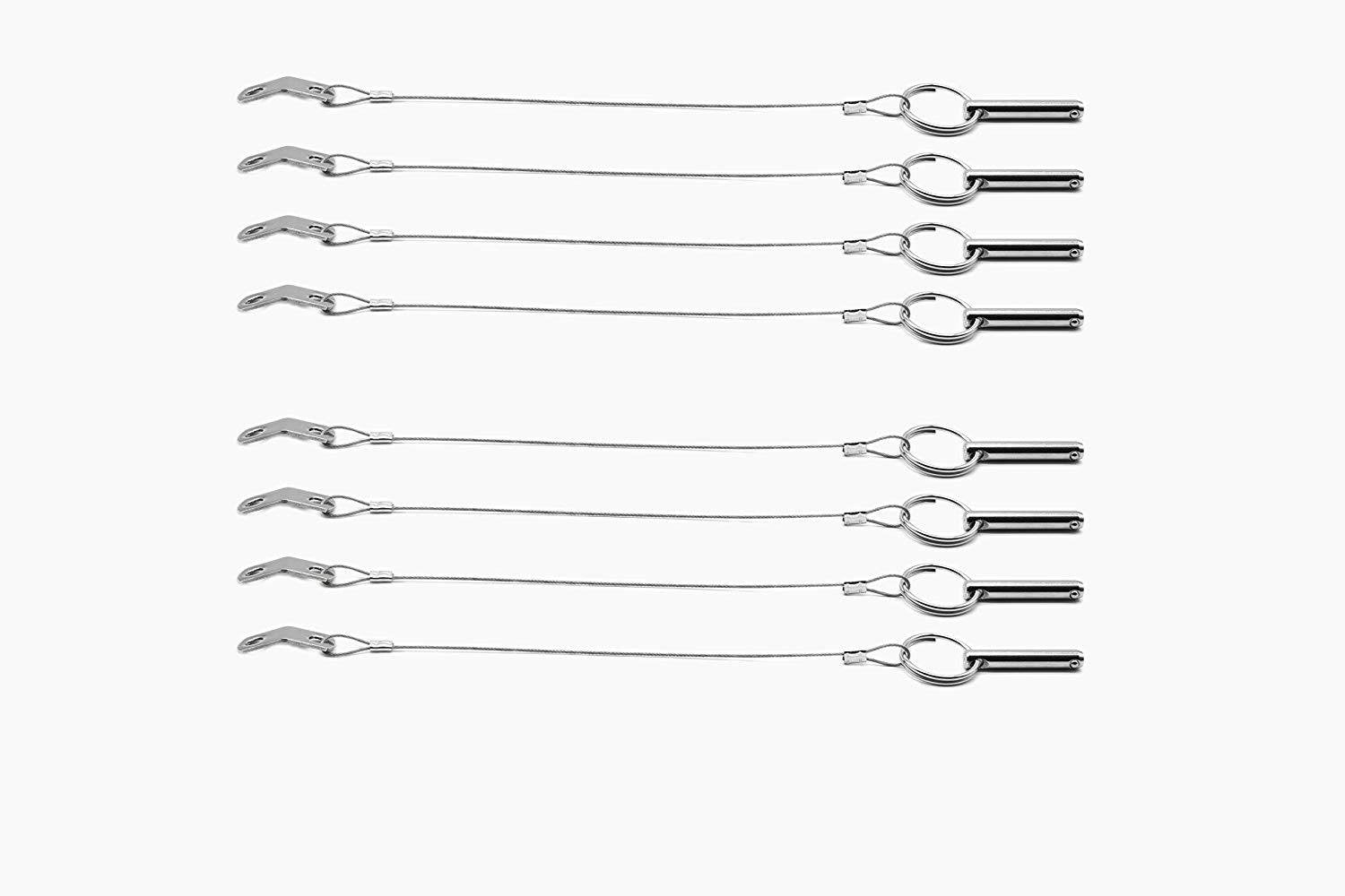 Marine City Stainless-Steel Boat Bimini Top Quick Disconnect Pin with Cable 1/4" x 1" Grip (8pcs)
