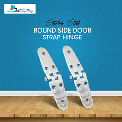 Marine City Stainless-Steel Round Side 5-5/8 inches ×1-1/2 inches Door Strap Hinge (2 Pcs)