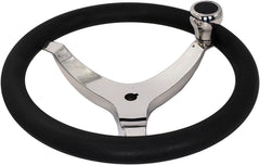 MARINE CITY Polished 316 Stainless Steel Sport Steering Wheel with Knob W/PU Foam 13-1/2