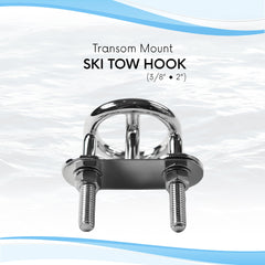 Marine City Stainless-Steel Marine Transom Strong and Durable Fine Polished Gloss Finish Mount Ski Tow Hook for Boat Marine Yacht Water Sports Accessories (3/8” × 2-1/2”)