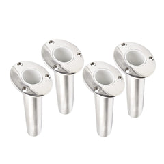 Marine City Heavy Duty 316 Stainless-Steel Deluxe Flush Mount Fishing Rod/Pole Holder with Drain,15 Degree (4pcs)