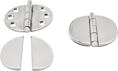 MARINE CITY A Pair of 316 Stainless Steel Flush 65mm Strap Round Side Hinges with Hinges Cover for Boat Yacht