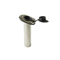 Marine City Marine Stainless-Steel Flush Mount Rod Holder with Rubber Cap, Liner and Gasket -15 Degree (1 Pcs)