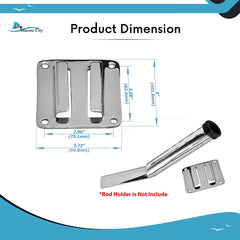 Marine City Extra Bracket/Mounting Plate for Removable Stainless Steel Rod Holder for Boat (Not Include Rod Holder)
